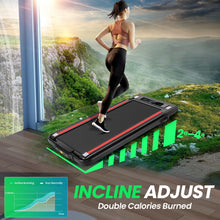 Load image into Gallery viewer, 2 in 1 Walking Pad Treadmill with Incline, 2.5HP Under Desk Treadmill with Handle Remote Control &amp; LED Touch Screen for Home Office Workout, 300 lb Weight Capacity Black &amp; Green
