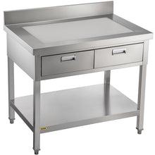 Load image into Gallery viewer, Commercial Work Table Workstation 24 x 42 Inches Commercial Food Prep Work Table with 2 Drawers. Undershelf and Backsplash. 992 lbs Load Stainless-Steel Kitchen Island for Restaurant. Home and Hotel
