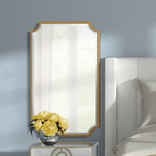Load image into Gallery viewer, Noble Park Jacinda Rectangular Vanity Decorative Wall Mirror Modern Beveled Rounded Cut Edge Antique Gold Wood Frame 24" Wide for Bathroom Bedroom
