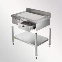Load image into Gallery viewer, Commercial Work Table Workstation 24 x 42 Inches Commercial Food Prep Work Table with 2 Drawers. Undershelf and Backsplash. 992 lbs Load Stainless-Steel Kitchen Island for Restaurant. Home and Hotel
