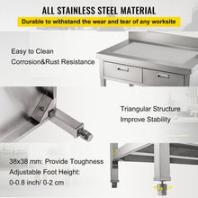 Load image into Gallery viewer, Commercial Work Table Workstation 24 x 42 Inches Commercial Food Prep Work Table with 2 Drawers. Undershelf and Backsplash. 992 lbs Load Stainless-Steel Kitchen Island for Restaurant. Home and Hotel