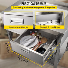Load image into Gallery viewer, Commercial Work Table Workstation 24 x 42 Inches Commercial Food Prep Work Table with 2 Drawers. Undershelf and Backsplash. 992 lbs Load Stainless-Steel Kitchen Island for Restaurant. Home and Hotel