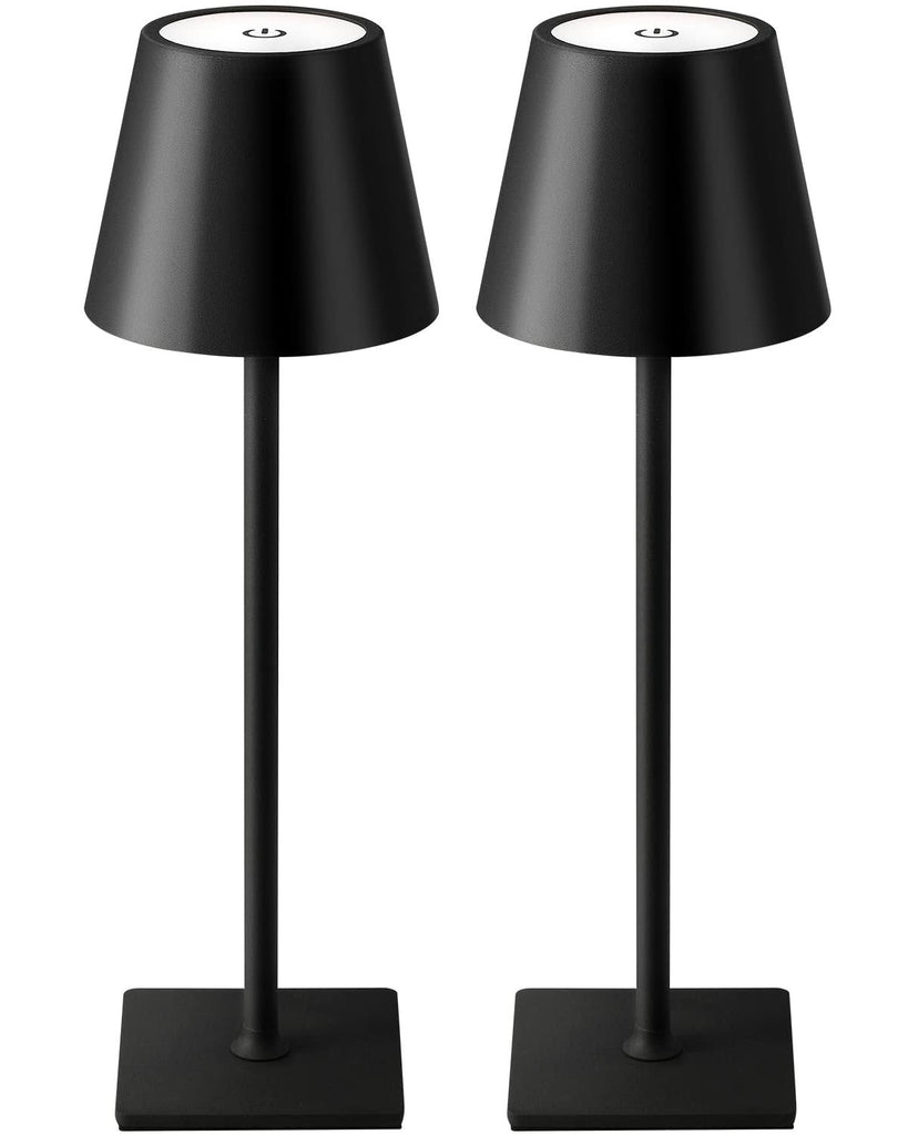 KDG 2 Pack Cordless Table Lamp,Portable LED Desk Lamp, 5000mAh Battery Operated, 3 Color Stepless Dimming Up, for Restaurant/Bed