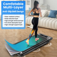 Load image into Gallery viewer, 2 in 1 Walking Pad Treadmill with Incline, 2.5HP Under Desk Treadmill with Handle Remote Control &amp; LED Touch Screen for Home Office Workout, 300 lb Weight Capacity Black &amp; Green