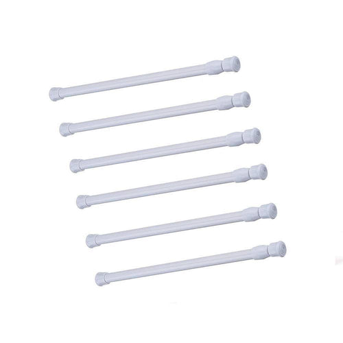 qinsou Cupboard Bars Tension Rods, 6 Pack Spring Tensions Rods 9.8 to 15.7 Inches Steel Adjustable Tension Curtain Rod Shower Rod Closet Rod Window