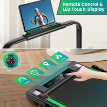 Load image into Gallery viewer, 2 in 1 Walking Pad Treadmill with Incline, 2.5HP Under Desk Treadmill with Handle Remote Control &amp; LED Touch Screen for Home Office Workout, 300 lb Weight Capacity Black &amp; Green